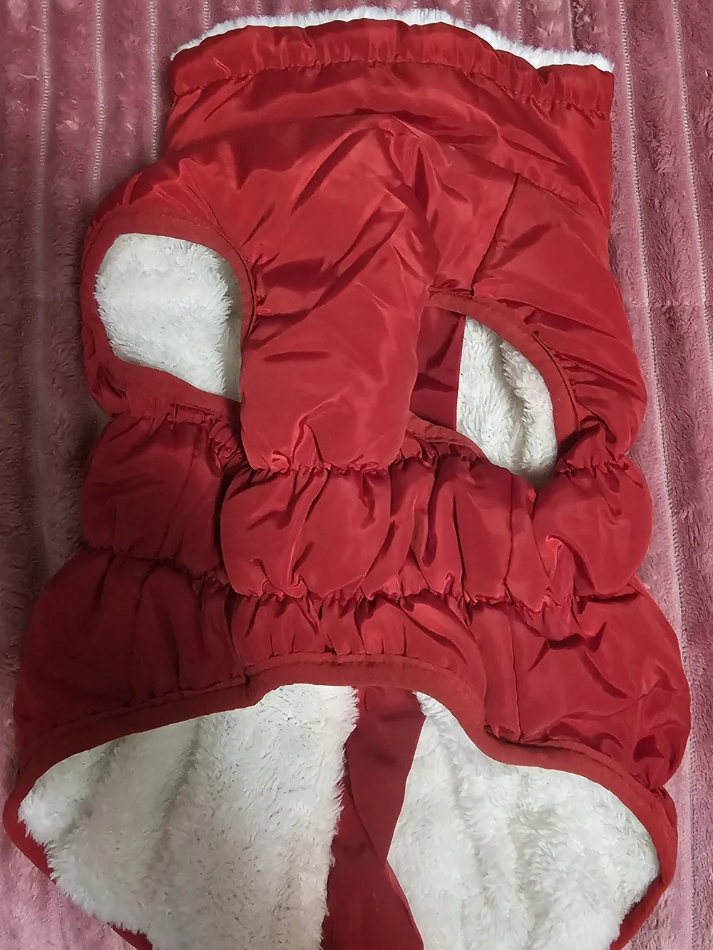 Red Quilted Puffer Dog Vest with Reflective Harness Detail